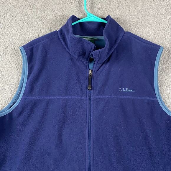 L.L. Bean Full Zip Fleece Sweater Vest Men's XL Blue Outdoors Hiking Cabincore - Picture 2 of 9